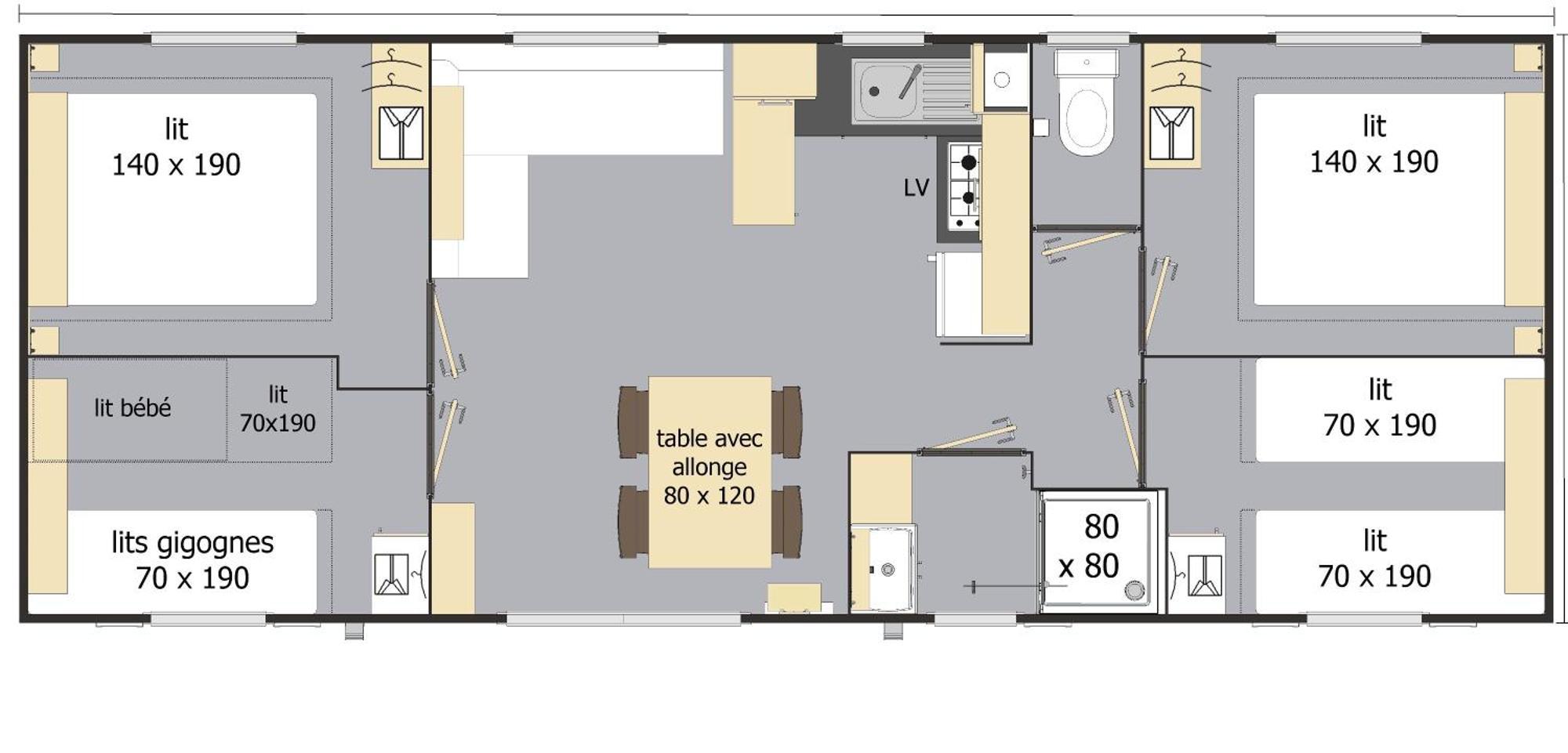 Mobil Home Xxl 4 Chambres - Camping Les Jardins Du Morbihan Monterblanc Chambre photo